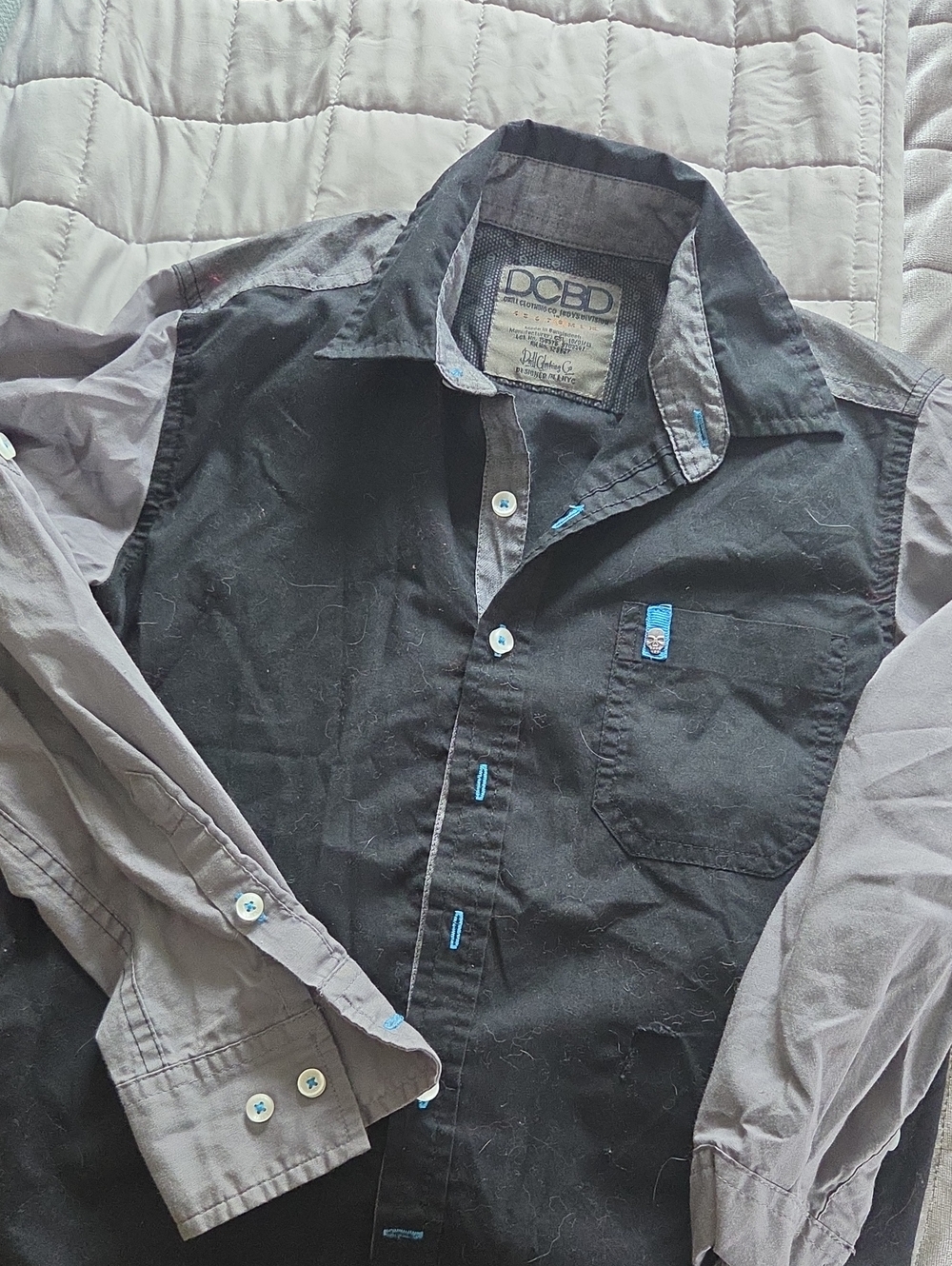 DCBD Boys' Black and Gray Button-Down Shirt